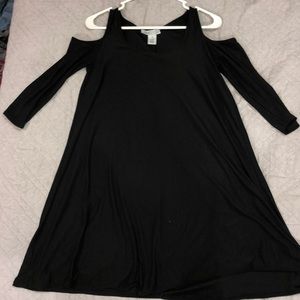 Black dress with cut outs in shoulders.